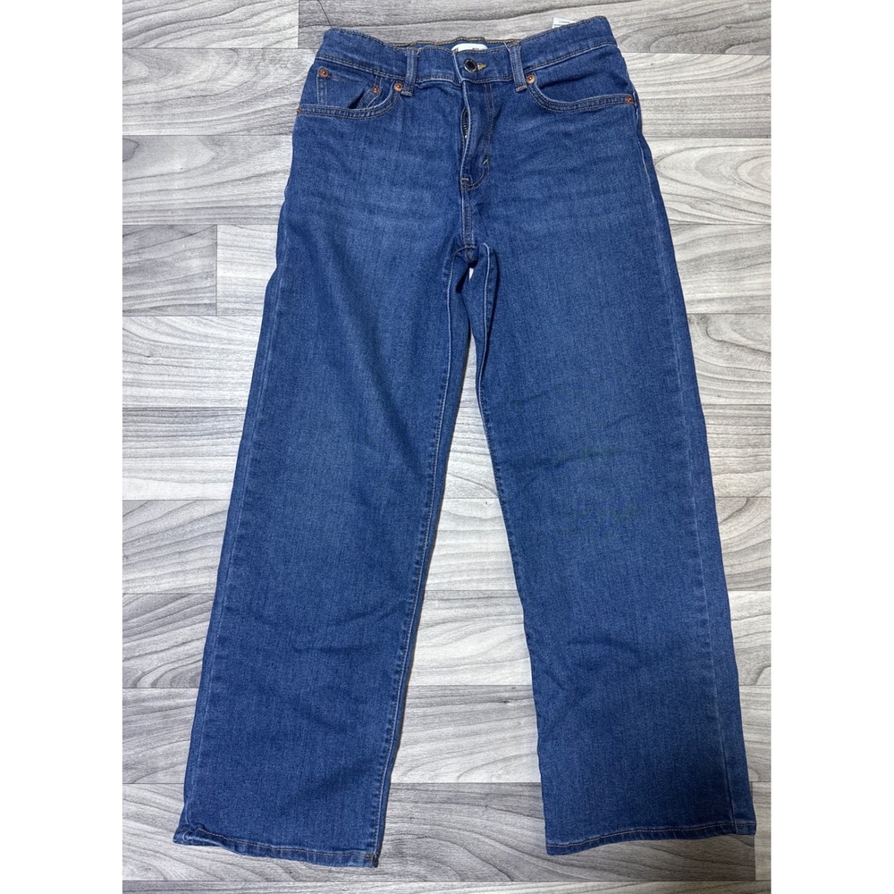 Levi Wide Leg Jeans Blue Denim High Rise Stretch Pants Girls Size 14 P396-D0G